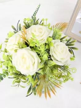 50 шт. 8 см искусственные розы из пенопласта искусственные розы искусственные розы со стеблями свадебные букеты своими руками украшения для детского душа цветочная композиция вечеринка слоновая кость