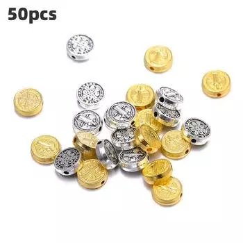 50 шт. 9,5 мм христианский крест Иисуса бусины-разделители для браслета, ожерелья, изготовления ювелирных изделий из металла, фурнитура ручной работы, аксессуары 50pcs серебряный