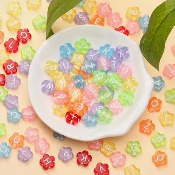 50 шт 9 мм акриловые свободные красочные буквы в форме цветка бусины для изготовления ювелирных изделий DIY брелок ожерелье браслет мода ручная работа аксессуары из бисера
