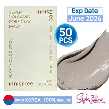 50 шт_[INNISFREE] Супервулканическая маска для пор с глиной 3 мл (Образец Саше) 3ml X 50pcs (150ml)
