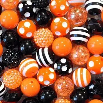 50 шт. Акриловые бусины смешанного стиля на Хэллоуин, 20 мм, крупные и красочные для бисероплетения своими руками Plastic/Resin
