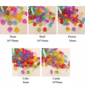 50 шт. акриловые разноцветные яркие цвета цветок/сердце/ракушка свободные бусины кулон с отверстием для изготовления ювелирных изделий DIY ручная работа из бисера Shell/50pcs