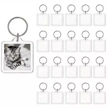 50 шт. Акриловый брелок с фотографией, пустой брелок с фотографией, акриловый брелок с фоторамкой 50pcs