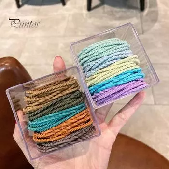 50 шт. эластичные резинки для волос без повреждений, простые стильные держатели для хвостиков, тонкие толстые аксессуары для волос для девочек D