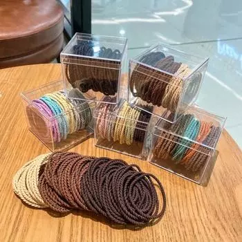 50 шт. эластичные резинки для волос без повреждений, аксессуары для волос, держатели для хвоста, простые, стильные, тонкие, толстые для девочек D