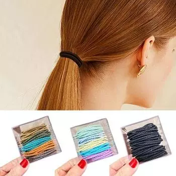 50 шт. эластичные резинки для волос без повреждений, простые стильные держатели для хвостиков, тонкие толстые аксессуары для волос для девочек D