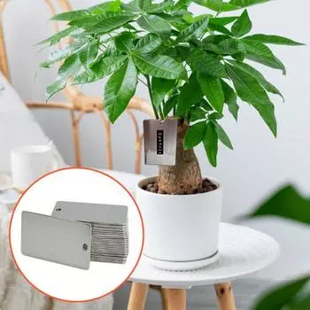 50 шт., алюминиевые бирки для деревьев, металлические этикетки для растений, нержавеющие, антиокислительные, водонепроницаемые, широко используемые уличные маркеры для растений, садовые аксессуары серебряный