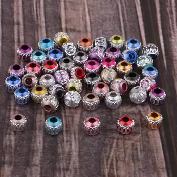 50 шт. алюминиевые круглые бусины с большими отверстиями для изготовления ювелирных изделий своими руками 6 мм 12MM разноцветный