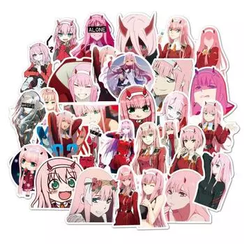 50 шт. аниме Darling in the Fanxx наклейки Zero Two 02 автомобильные наклейки для ноутбука, багажа, мотоцикла, чемодана, скейтборда, ПВХ наклейки