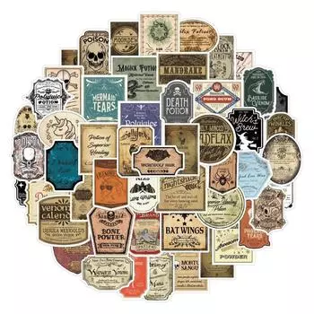 50 шт., этикетка с мультяшным зельем, граффити, наклейки, сделай сам, игрушка, холодильник, гитара, ноутбук, мотоцикл, скейтборд, наклейки, граффити, наклейка 50Pcs