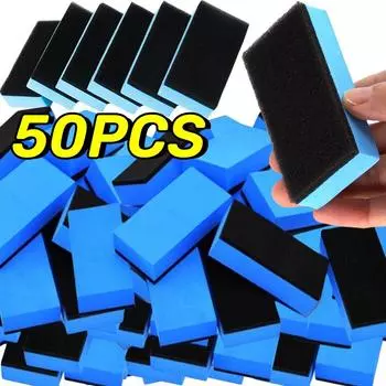 50 шт. автомобильный керамический аппликатор для покрытия губкой для стекла нано-воск губки синяя квадратная губка и ткань щетка для чистки автомобиля