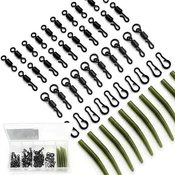 50 шт. аксессуары для ловли карпа, зажим для свинца, быстросменный поворотный хвост, резиновые противозапутывающиеся рукава для карповых оснасток, грубые рыболовные снасти