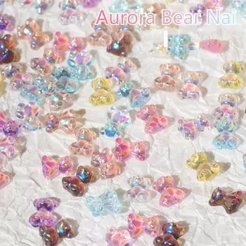 50 шт. аксессуары для ногтей с изображением медведя Авроры AB цвет каваи ногти алмазная смола дизайн ногтей 3D украшения 1#-50pcs