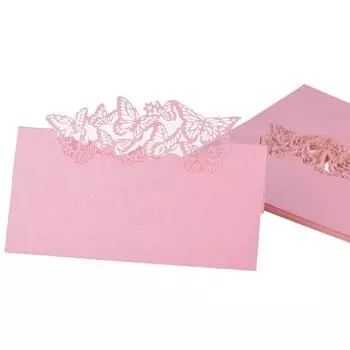 50 шт. Бабочки лазерная резка именные карточки для рассадки гостей на свадебный стол розовый