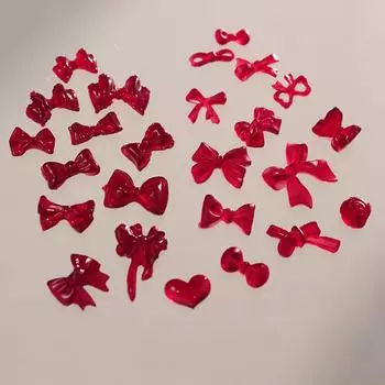 50 шт. бантики для ногтей во французском стиле, аксессуары для ногтей, смешанный размер, 3D, винно-красные, подвески-бантики для ногтей, кавайные, зимние, украшения для ногтей, милые детали A25