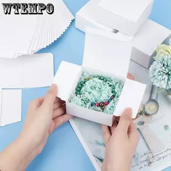 50 шт. Белые квадратные коробки для сладостей Подарочные коробки из крафт-бумаги Складные подарочные упаковочные коробки Упаковочные коробки для подарков Ювелирные изделия Мыло Пасхальные вечеринки Свадьбы Дни рождения 50pcs 9*9*4cm
