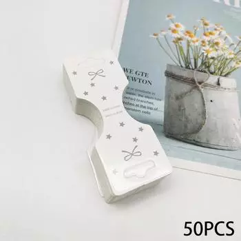 50 шт. Белый бант, сложенный пополам, картонная карточка для украшений для волос, этикетки для упаковки веревки для волос, бирка для подвешивания