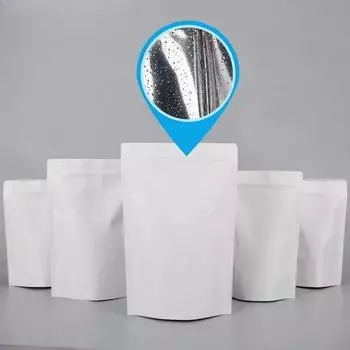 50 шт., белый пакет из крафт-бумаги, матовый крафт-бумажный самозапечатывающийся пакет, белый пакет для упаковки пищевых продуктов с сухофруктами, герметичный самонесущий пакет для чая 9x14+3cm