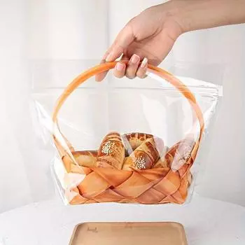 50 шт. большие прозрачные пакеты для тостов с корзиной, портативные самоклеящиеся пакеты для упаковки хлеба, пакеты для упаковки тостов S 29.5*10*22cm