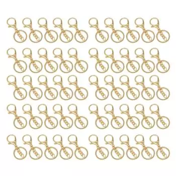 50 шт. брелок для ключей из сплава, золотистого полированного, своими руками, металлические брелоки с цепочкой для путешествий