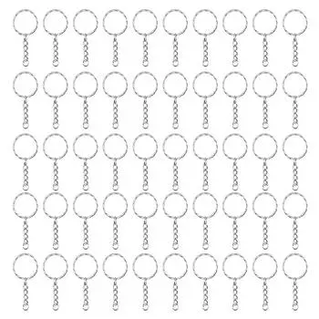 50 шт. брелоков с цепочкой из звеньев DIY, разделенные круглые брелоки с кромкой