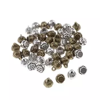 50 шт. бронзовые и серебряные подвески с семенами лотоса, подвески, фурнитура для изготовления ювелирных изделий 0.8cm