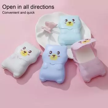 50 шт., бумажное мыло для путешествий, креативная коробка для слива в форме медведя, пенящаяся ванна для мытья рук, ароматное бумажное мыло, мини-одноразовое ароматическое мыло для ломтиков синий