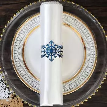 50 шт., бумажные кольца для салфеток со снежинками, легкие одноразовые держатели для салфеток, кольца для салфеток, украшения для обеденного стола белый