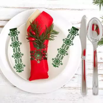 50 шт., бумажные кольца для салфеток со снежинками, легкие одноразовые держатели для салфеток, кольца для салфеток, украшения для обеденного стола белый