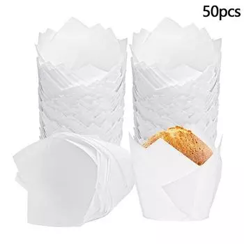 50 шт. бумажные стаканчики для кексов в форме тюльпана, маслостойкие формочки для кексов, формочки для выпечки, обертки для тортов на день рождения