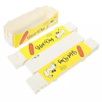 50 шт. бумажный контейнер для гамбургеров, поднос для сервировки еды, открытая упаковка, закуска для хот-догов, экономичная подготовка коробки жёлтый