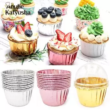 50 шт. бумажный стаканчик для кексов, маслостойкий вкладыш для кексов, поднос для выпечки, чехол для свадебной вечеринки, Золотая чашка для кексов 50pcs золотистый