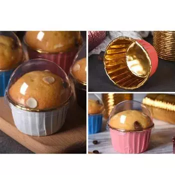 50 шт., бумажный стаканчик для кексов, прозрачная крышка для чашек для выпечки, бумажный стаканчик для маффинов