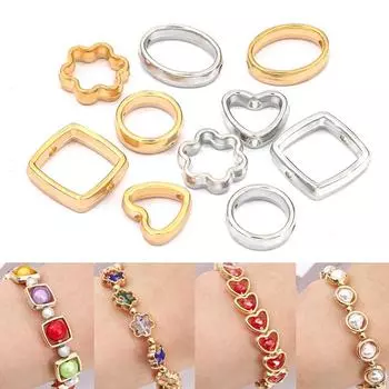 50 шт., бусины Ccb с двумя отверстиями, бусины-прокладки в рамке, разъемы для браслета и ожерелья «сделай сам» K