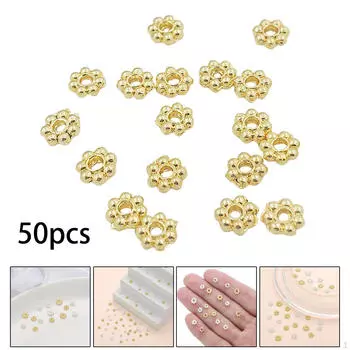 50 шт. бусины-разделители в виде снежинок, свободные DIY 6 мм, медь, декоративная подвеска