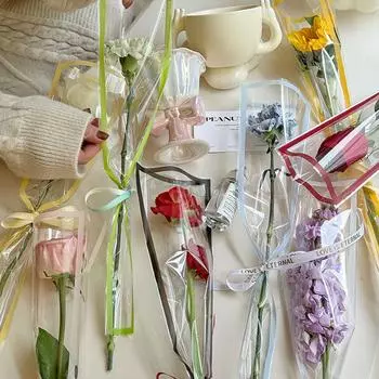 50 шт. целлофановые пакеты для упаковки романтических букетов, принадлежности для цветочного магазина, прозрачный фестиваль, доступно несколько цветов оранжевый