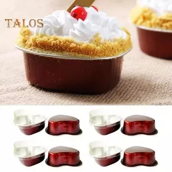 50 шт., чашка для кекса, устойчивая к царапинам, морозостойкая алюминиевая фольга, надежная крышка, сердце, термостойкая чашка для десерта, кухонные принадлежности королевский синий