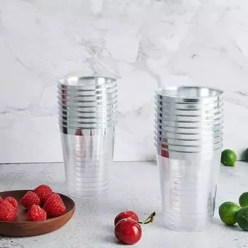 50 шт. чашки по 10 унций, элегантные чашки с золотой оправой, сверхмощные бокалы для коктейлей для вина, необычные чашки для твердого сока для вечеринок, свадеб, дней рождения золотистый