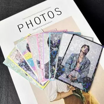 50 шт. чехлов для карт Kpop 61x91 мм 20C Heart Bling держатель для голографических открыток с верхней загрузкой пленок фотокарточек игровых фотокарточек протектор синий