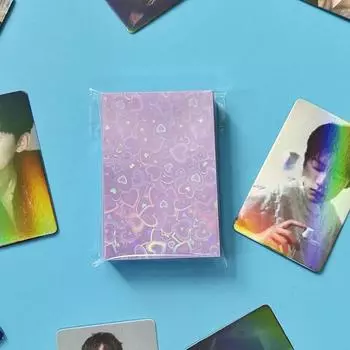 50 шт. чехлы для карт Kpop держатель для карт Heart Bling держатель для фотокарт пленка для фотокарт протектор для фотокарт защитные фотокарточки 50PCS розовый