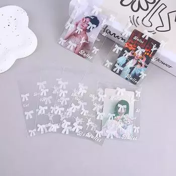 50 шт. чехлы для карточек Idol, держатель для милых балетных бантов для фотооткрыток, пленка для верхней загрузки, защитная крышка для игровых карточек