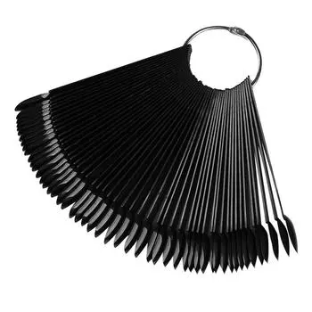 50 шт., черные накладные ногти, DIY веерообразная форма, маникюр, практика дизайна ногтей, дисплей, таблица гель-лака