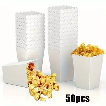 50 шт., чисто белые коробки для попкорна, контейнер для гостей на день рождения, сумки для угощений, свадебная упаковочная коробка, свадебная подарочная коробка, распродажа свадебных вещей чёрный