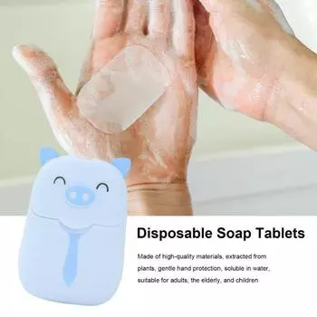 50 шт., чистящее мыло, бумага, приятный запах, инструменты для ванны, портативное мини-мыло для мытья рук, таблетка, прочное, широкое применение, эффективное синий