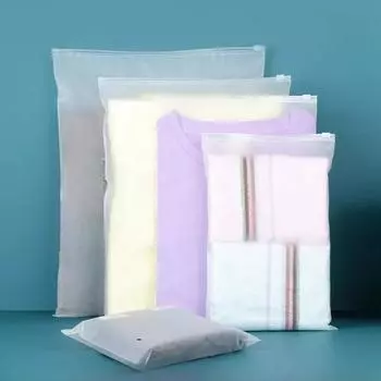 50 шт. CPE Frost самозапечатывающийся мешок, утепленная полупрозрачная одежда, упаковочные пакеты на молнии, пылезащитный пластиковый мешок для хранения, тянущий мешок для костей 10x15cm