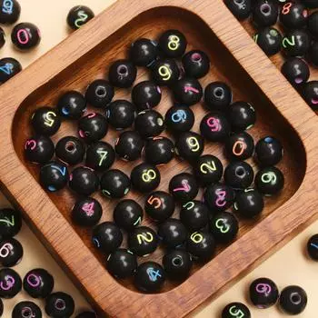 50 шт. цветные цифровые акриловые бусины 7,5 мм плоские круглые цифровые бусины для изготовления ювелирных изделий своими руками ожерелье браслет товары для рукоделия