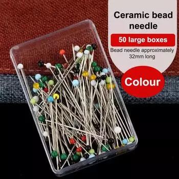 50 шт цветные швейные булавки с круглой головкой, аксессуары для позиционирования булавок со стеклянной шаровой головкой