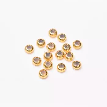 50 шт. цветоустойчивых круглых бусин с покрытием из 14-каратного золота, плоские силиконовые позиционирующие бусины, сварочные кольцевые бусины, материал для проставки бусин для браслета и ожерелья своими руками
