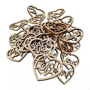 50 шт., деревянные ломтики с буквами «любовь», чипсы, деревенские деревянные диски, украшения, детали для вечеринки