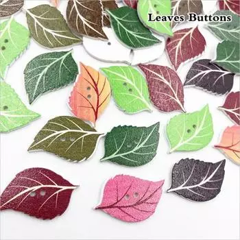 50 шт. Деревянные пуговицы смешанные цвета в форме листа пуговицы для шитья DIY Craft аксессуары для скрапбукинга 50Pcs